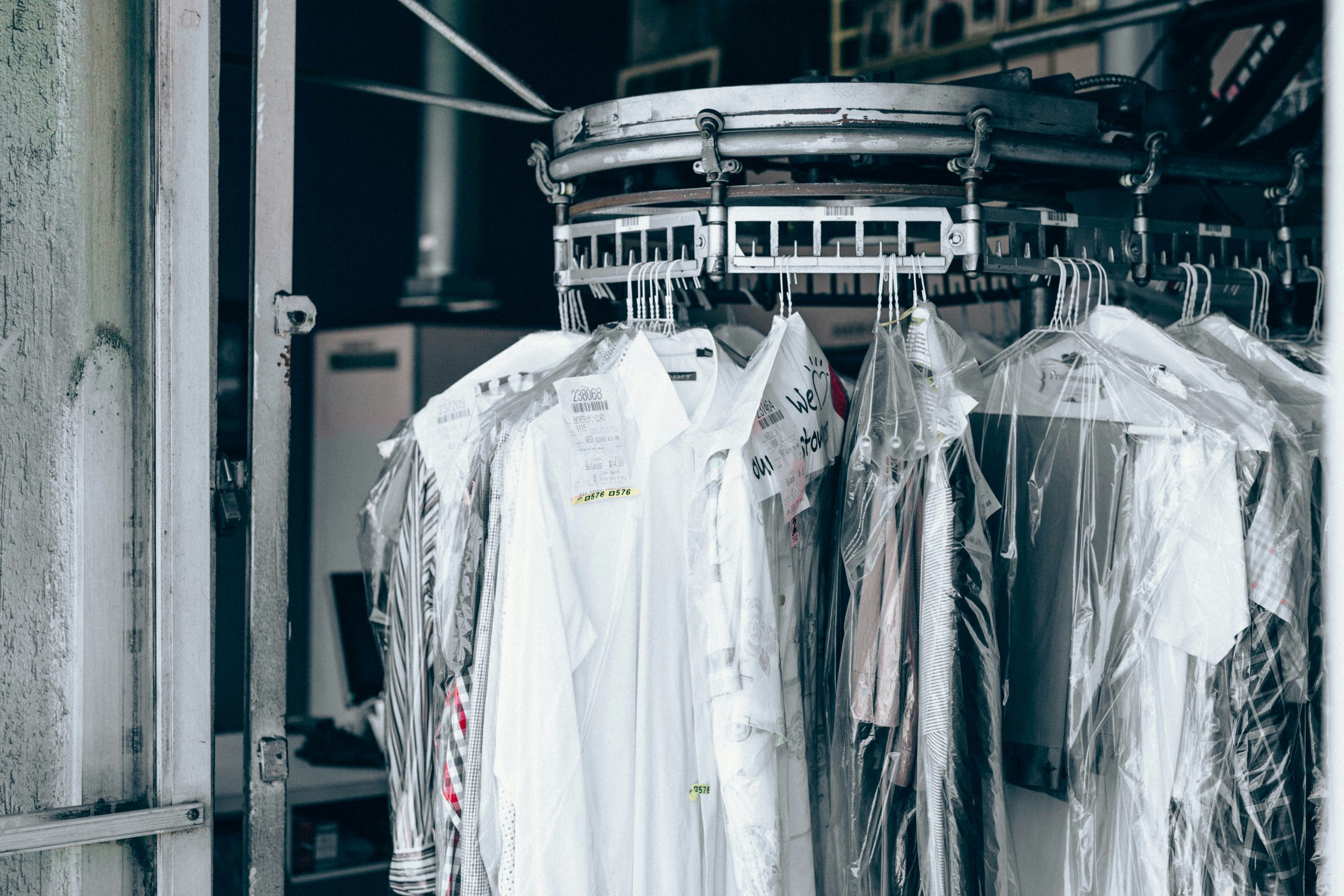 washbarn laundry - clean clothes in hangers